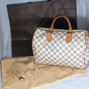 White/Azur LOUIS VUITTON Damier Speedy 30
